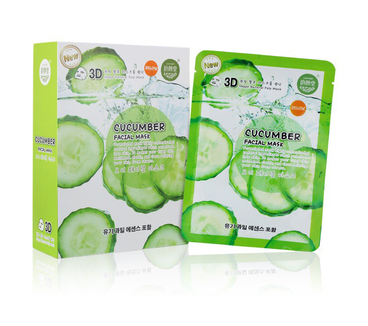 Натуральная тканевая маска для лица с Огурцом Belov East-Skin Cucumber Moisturizing 3D Facial Mask 38 мл. Таиланд