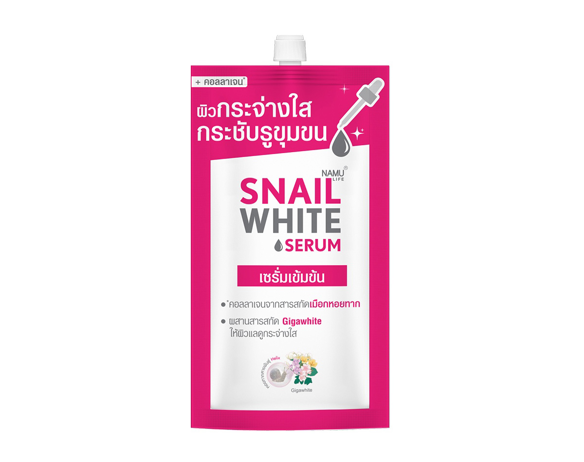 Тайская сыворотка для лица с фильтратом секреции улитки Namu Life Snail White Serum 7 мл. ТАЙСКАЯ УЛИТОЧНАЯ СЫВОРОТКА НАМУ ЛАЙФ