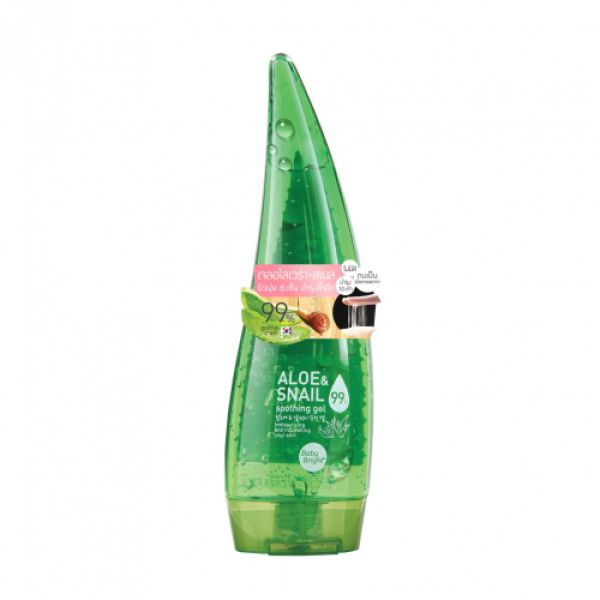 Тайский гель для лица и тела с Алоэ и Слизью Улитки Baby Bright Aloe & Snail Soothing Gel 250 мл. таиланд. тайская косметика
